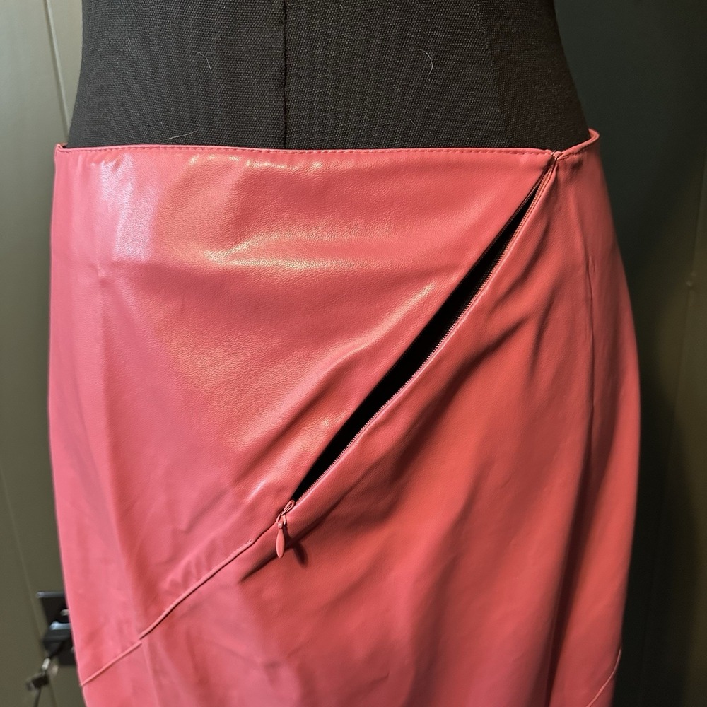 Shape Fx Vintage Bubblegum‎ Pink Polyvinyl Long Midi Maxi Skirt 12 - Picture 7 of 7
